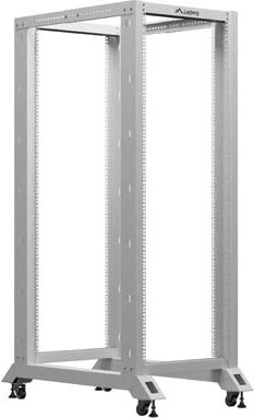 Lanberg Open Rack Series 19" Open Frame Rack 32HE, 4-Pfosten, mit Rollen, Flat Pack, tiefenverstellbar, 430-590mm, RAL 7035, 800mm tief