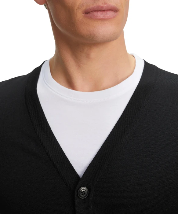 Falke Basic Apparel Cardigan V-Ausschnitt Strickjacke schwarz (Herren)