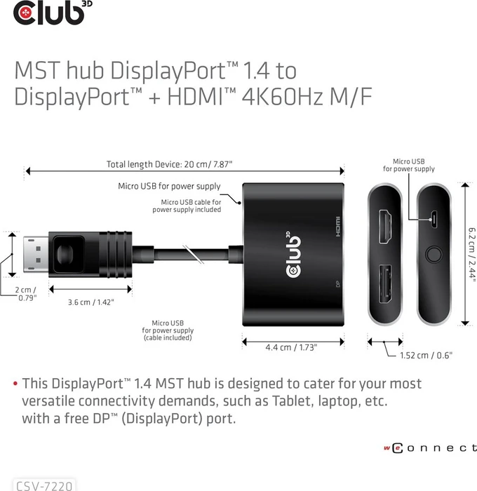 Club 3D DisplayPort 1.4 [Stecker} auf 1x DisplayPort [Buchse] und 1x HDMI [Buchse]