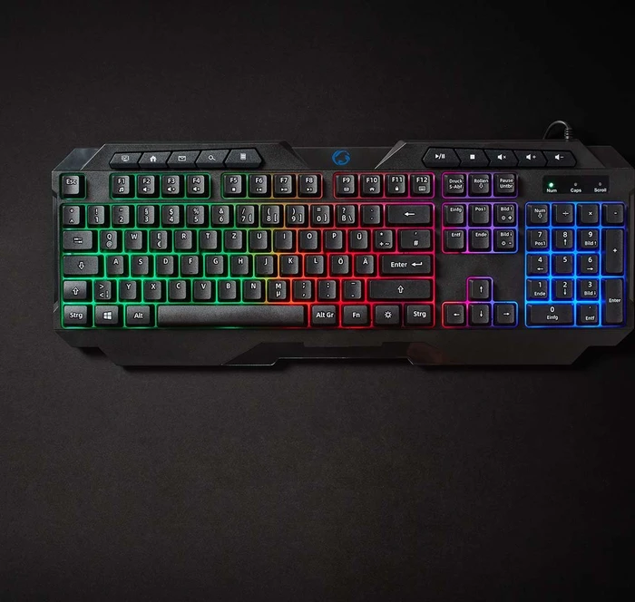 Nedis Gaming Tastatur, LEDs RGB, schwarz, USB, DE