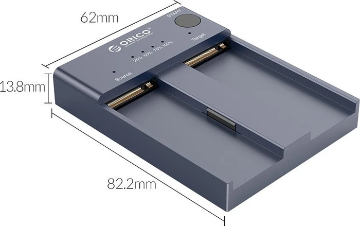 Orico NVMe M.2 SSD Duplicator, M.2 Dockingstation mit Klon-Funktion, USB-C 3.1