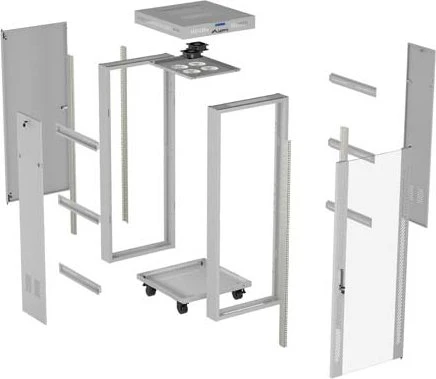 Lanberg 19" Rackschrank 42HE, LCD, freistehend, Flat Pack, V2, Glastür, IP20, RAL 7035, 600mm tief