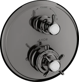 Hansgrohe Axor Montreux Thermostat Unterputz mit Kreuzgriff und Ab- und Umstellventil polished black chrome