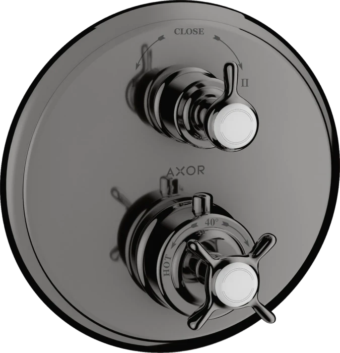 Hansgrohe Axor Montreux Thermostat Unterputz mit Kreuzgriff und Ab- und Umstellventil polished black chrome