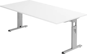 Hammerbacher Ergonomic O-Serie OS2E/W Schreibtisch 200x100cm weiß/silber