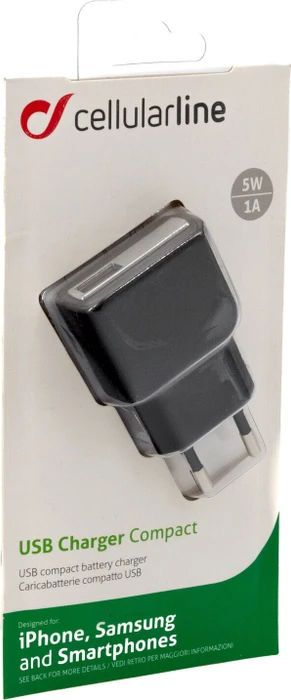 Cellularline Mini-USB-Travel-Charger 1000mA 1x USB schwarz