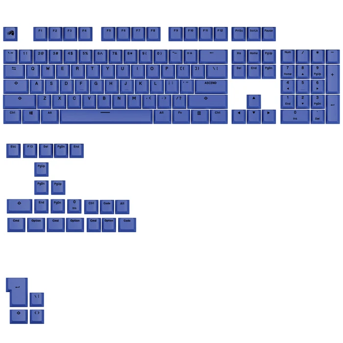 Glorious GPBT Basics Keycaps, Kunststoff (PBT), Mana Blue, blau, 130 Tasten, ANSI-US