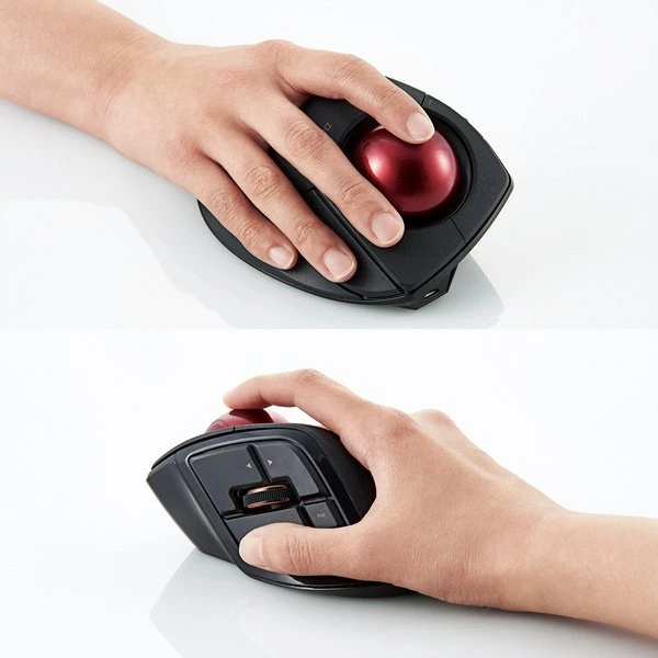 Elecom DEFT Pro M-DPT1MRXBK Wireless Trackball schwarz/rote Kugel, Rechtshänder, USB/Bluetooth
