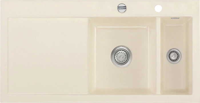 systemceram Mera 100 F Einbau Becken rechts mit Ablauffernbedienung magnolie