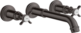 Hansgrohe Axor Montreux 3-Loch Waschtischarmatur für Wandmontage und Kreuzgriffen brushed black chrome