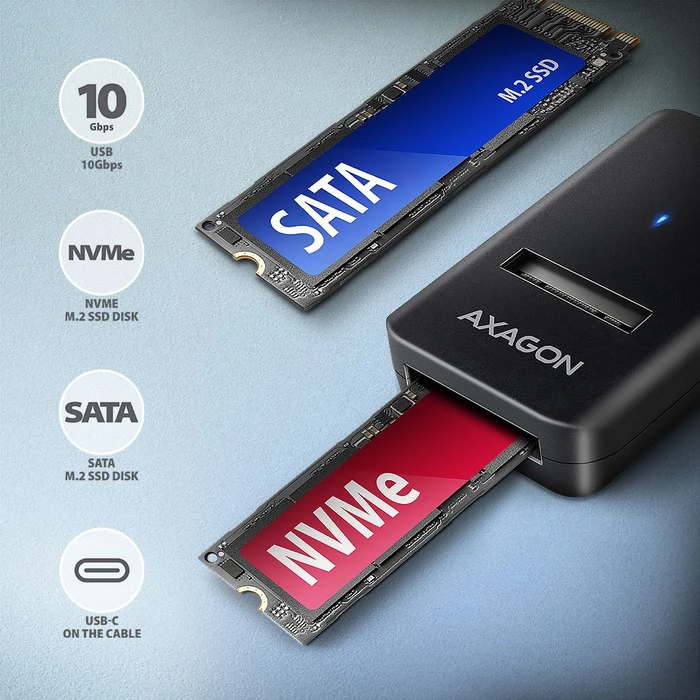 Axagon M.2 Adapter, USB -> M.2 PCIe/SATA