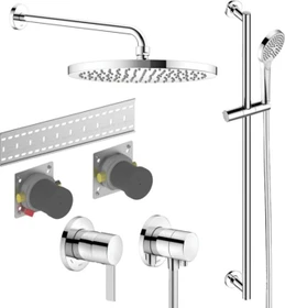 Keuco IXMO Brause-Set 5 Einhebelmischer für 2 Verbraucher mit Brausestange und Kopfbrause chrom