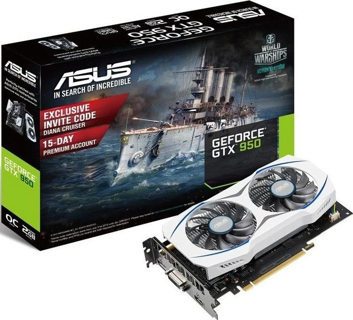 ASUS GeForce GTX 950 OC, GTX950-OC-2GD5, 2GB GDDR5, DVI, HDMI, DP