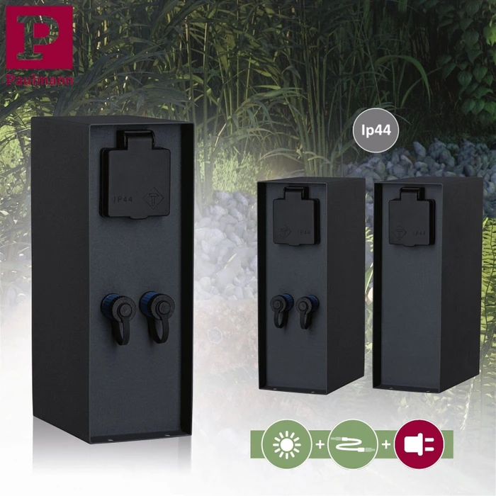 Paulmann Plug & Shine Steckdosensäule Rio IP44, 2-fach, anthrazit