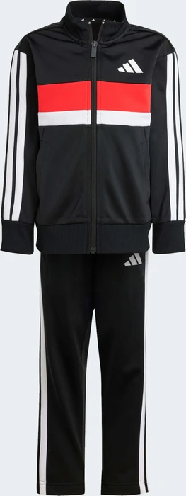 adidas Seasonal Essentials Tiberio 3-Streifen Tricot Trainingsanzug black/white/pure ruby (Junior)