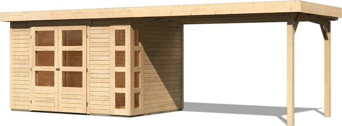 Karibu Kerko 4 Gartenhaus inkl. Anbau 2.8m natur