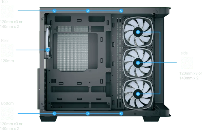 AeroCool P500C Evo Black, Glasfenster