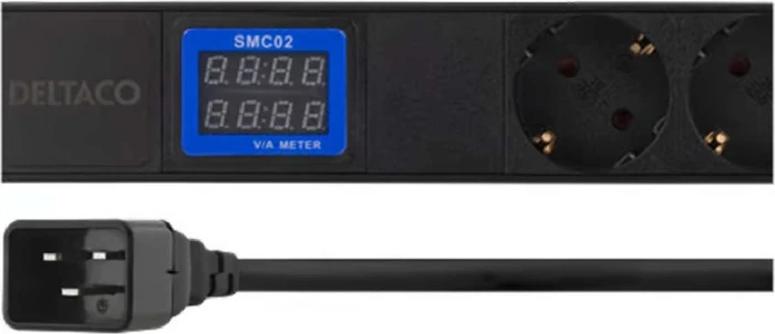 BlueWalker PowerWalker PDU LC-16A Schuko, 1HE, 10-fach, 16A/240V, schwarz, 2m (10133010) – Bild 2 von 2