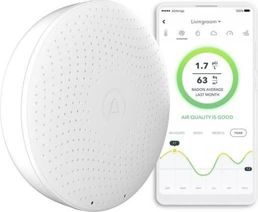 Airthings Wave Plus 2930 Innenraumklimamonitor/Radonmelder, Funk-Gasmelder