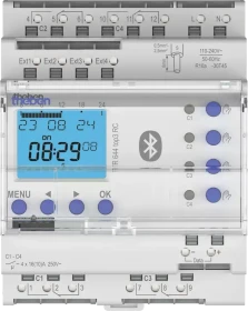 Theben TR 644 top3 BLE RC Digitale Zeitschaltuhr mit Astro-/Jahresprogramm, 4-Kanal, 4TE, Schaltaktor (6440330)