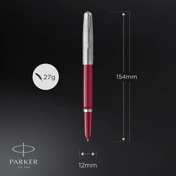 Parker 51 burgundy resin/chrome trim, rechte Hand, fein, Geschenkbox