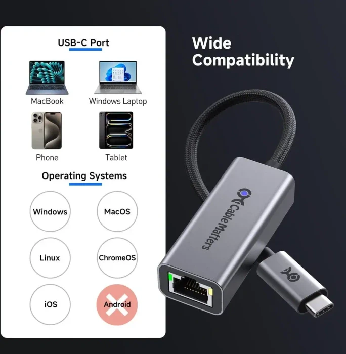Cable Matters 5G LAN-Adapter, RJ-45, USB-C 3.1 [Stecker]