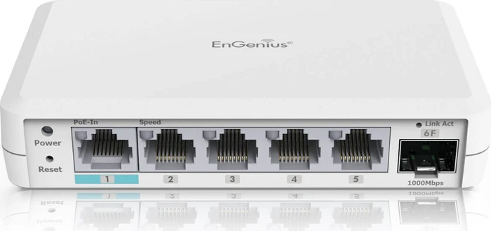 EnGenius Cloud Switch Series EXT Desktop Gigabit Smart Switch, 5x RJ-45, 1x SFP, PoE PD