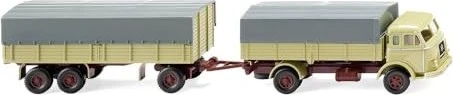 Wiking Pritschenhängerzug Henschel grünbeige