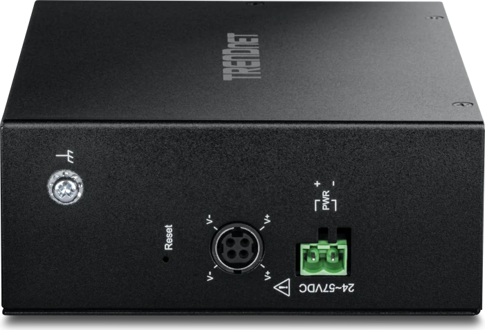 TRENDnet TI Hardened Industrial Railmount Gigabit Switch, 5x RJ-45, 2x SFP, 120W PoE+