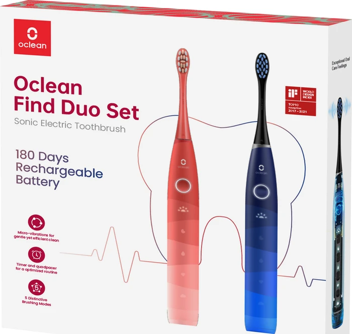 Oclean Find Duo rosa/blau + 2. Handstück