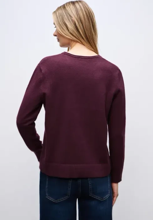Street One Kuscheliger V-Neck Pullover wildberry red (Damen)