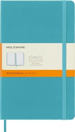 Moleskine Klassik Notizbuch, 130x210mm, liniert, fester Einband Large, riffblau, 240 Blatt