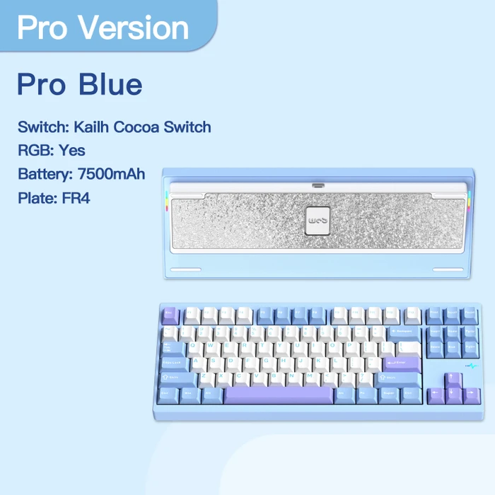 Wobkey Crush 80 Reboot Pro, Blue, LEDs RGB, Kailh Cocoa, USB/Bluetooth, US