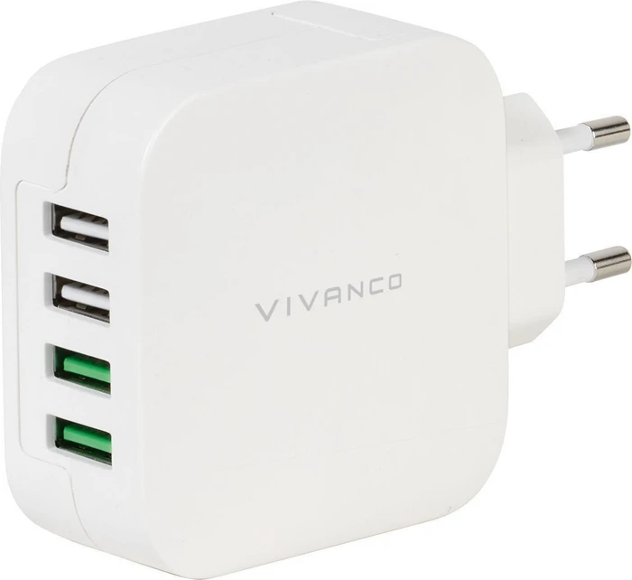 Vivanco Quattro USB Charger 2.4A mit Smart IC weiß