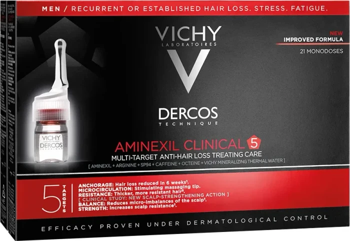 Vichy Dercos Aminexil Clinical 5 für Männer Haarkur, 126ml (21x 6ml)