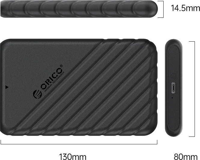 Orico 25PW1-C3, 2.5" HDD Enclosure, schwarz, 2.5", USB-C 3.0