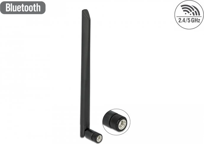 DeLOCK WLAN 802.11a/ax/a/b/g/n, mit Gelenk Antenne, 5dBi, RP-SMA, omnidirektional, schwarz