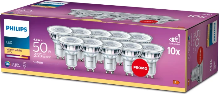 Philips Classic LED Reflektor GU10 4.6W/827, 10 Stück