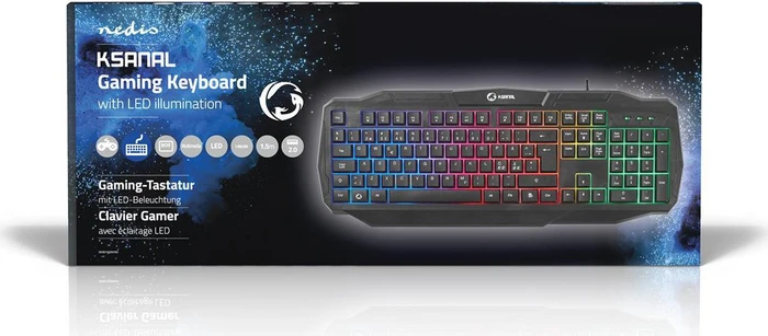 Nedis Gaming Tastatur, LEDs RGB, schwarz, USB, ND