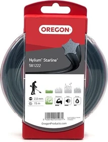 Oregon Nylium Starline Trimmerfaden für Rasentrimmer schwarz, 2mm/15m