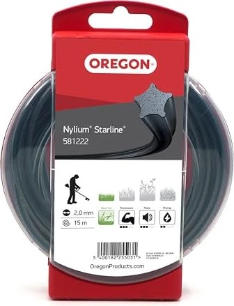 Oregon Nylium Starline Trimmerfaden für Rasentrimmer schwarz, 2mm/15m