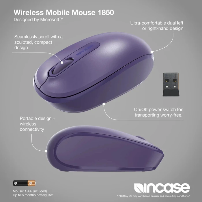 Incase Wireless Mobile Mouse 1850 Purple, violett, USB