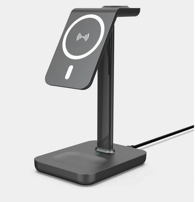 eSTUFF 3-in-1 Magnetic Wireless Charger QI2 weiß/grau