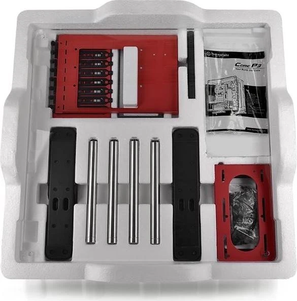 Thermaltake Core P3 Tempered Glass Red Edition, weiß, Glasfenster