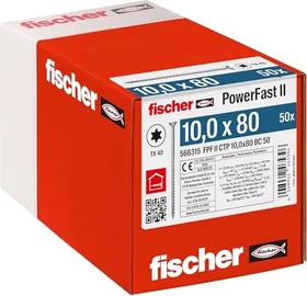 fischer PowerFast FPF II CTP T40 10.0x80 BC 50 Holzbauschraube, 10x80mm, 50 Stück