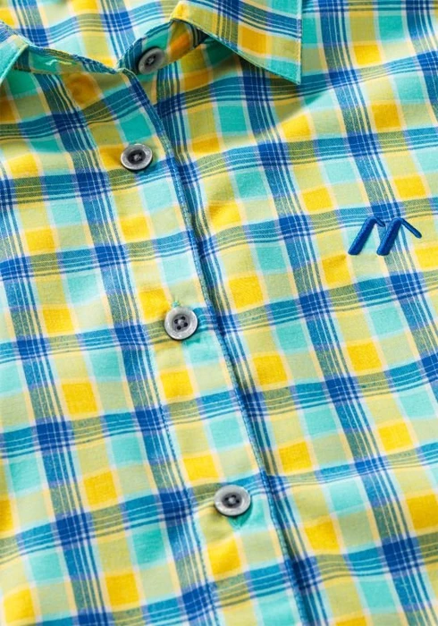 Maier Sports Philina Hemd kurzarm blue yellow check (Damen)