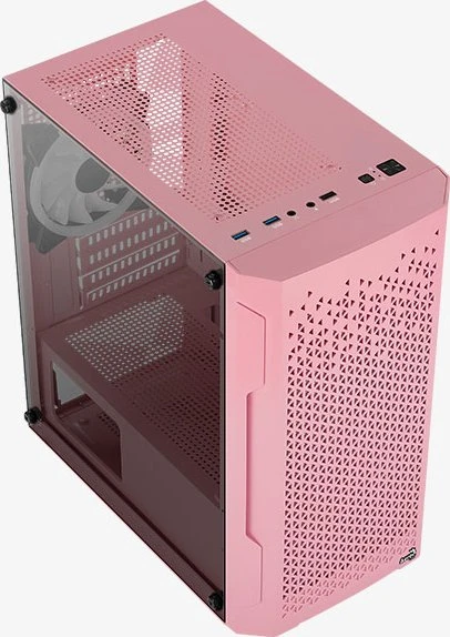 AeroCool Trinity Mini Pink, rosa, Lüfter LED RGB, Glasfenster