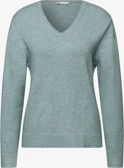 Street One Kuscheliger V-Neck Pullover nile blue mel. (Damen)