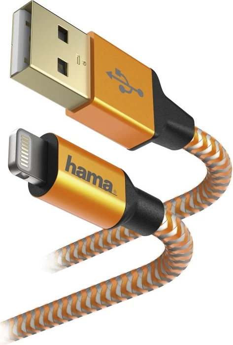 Hama Lade-/Datenkabel Reflective Lightning/USB-A 1.5m orange