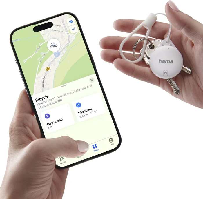 Hama Schlüsselfinder Item Finder für Apple "Wo ist"-App Bluetooth weiß